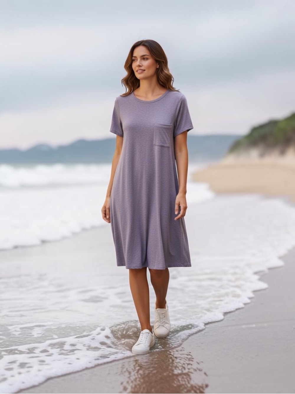 Women’s Relaxed Pocket Swim Cover-Up Dress in Lavender